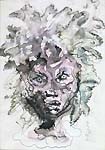 LEANOR FINI, Female Head, pen and watercolour